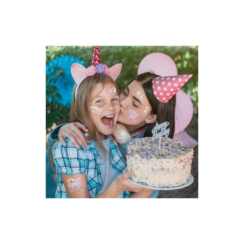 Cheerland 108 tatuajes de unicornio para niñas, decoraciones para fiestas