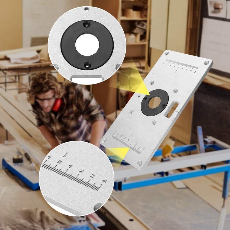 Aluminium Router Table Insert Plate with 4 Rings and Screws