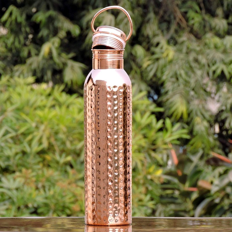 ANCIENT IMPEX Hammered Pure Copper Water Bottle with HANDLE for