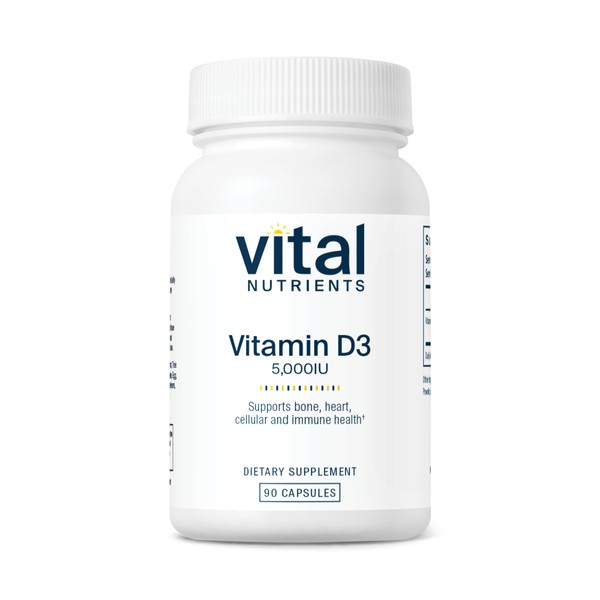 Vital Nutrients Vitamin D3 | 5000 IU | Vitamin D Supplement to Support Calcium Absorption and Bone Health | Gluten, Dairy and Soy Free | 90 Capsules