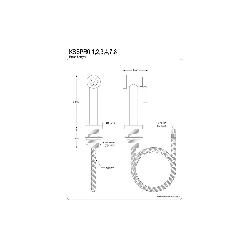 Kingston Brass KSSPR8 Kitchen Faucet Side Sprayer, Brushed Nickel 6.06