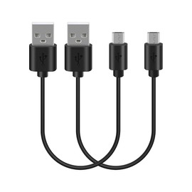 Geekria USB Short Charger Cable Compatible with Bose QC35 II, QC35, QC25, SoundLink, Sport Earbuds, USB to Micro-USB Replacement Power Charging Cord (1ft / 30cm 2 Pack)