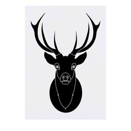 'Black Stag Head' Temporary Tattoo - Water Resistant, Skin-Safe, Non-Toxic Transfer (TO00018357)