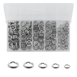 Alwonder 200-Pack Fishing Split Rings with Box, Stainless Steel Lure Rings Hyper Wire Flatten Heavy Duty Freshwater Solid Ring Snap Ring Connectors