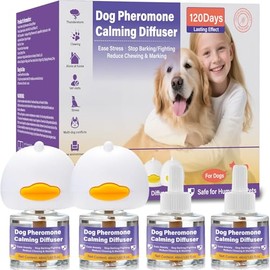Feromonas para Perros,Difusor Calmante para Perros Difusor, Gato Perros ArañAzos Soluciona Cambios Marcaje Orina, Reduce los Ladridos (2 Tapón + 4 Recambios)