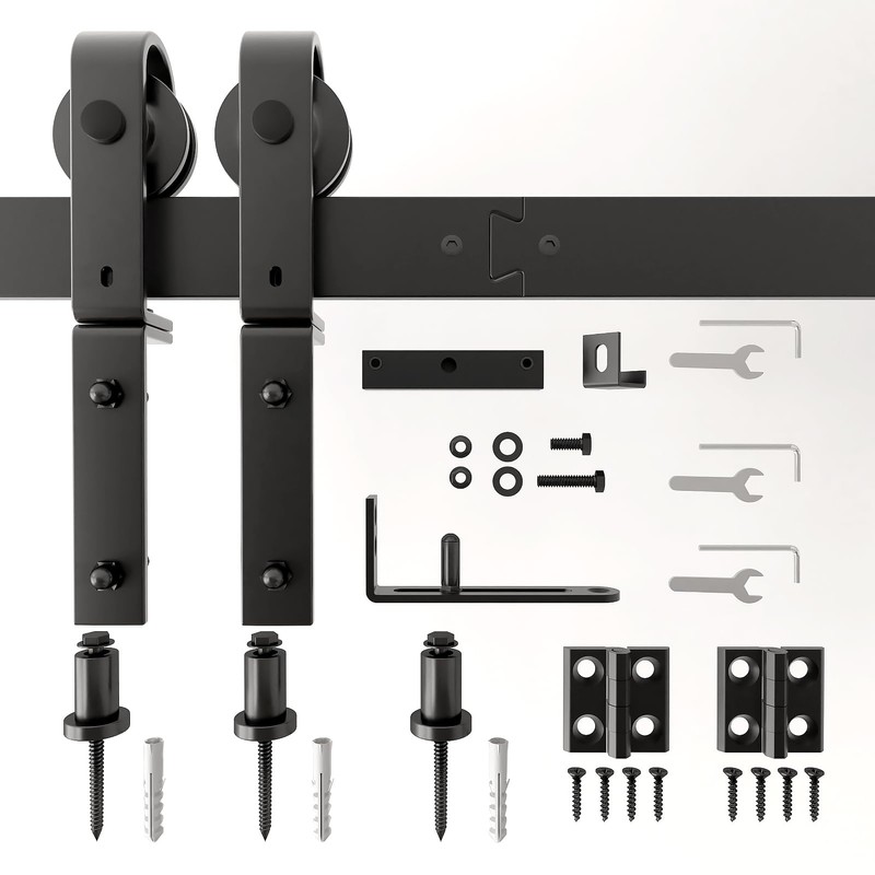 Enconker 48" Bi-Folding Sliding Barn Door Hardware Kit for 2