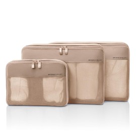 Briggs & Riley Carry On Compression Packing Cube Set - Bag Organizer for Suitcase & Luggage, For Women & Men, Pack Accessories for Vacation - Travel Must Haves, 3-Piece, Tan