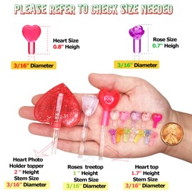 Ceramic Valentine's Day Trees Replacement Lights Bulbs/Medium Christmastree Pegs Ornaments - Roses＆Heart & 3 Pcs Topper Set