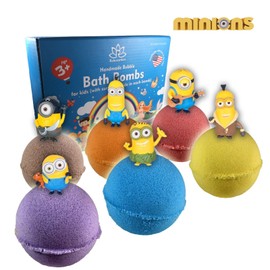 Relaxcation 6 Bath Bombs Kit Set for Kids and Teens with MINIONS Mini Toys inside bath bombs