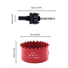 60mm Hole Saw,Drill Bit,LAIWEI Heavy Duty Mandrel Hole Cutter for Drilling Wood, Aluminum Profile, PVC and Other Materials(2-3/8")