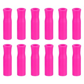 uxcell 12pcs Silicone Straw Tips, Metal Straw Covers, Soft Reusable Straws Tips Fit for 1/3 Inch(8mm) OD Stainless Steel Straws, Pink