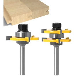 APLUS 2 teilig Groove und Tongue Zunge und Nut Set Router Bit Set Oberfräser Holzbearbeitung Scheibennutfräser Holzschneider Werkzeug für Graviermaschine Trimmmaschine (Ø = 8mm)