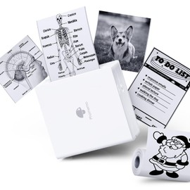 Phomemo M02 Mini Printer, Bluetooth Pocket Printer, Sticker Small Thermal Printer, Portable Printer, Photo Printer for Smartphone for Learning, Study Notes, Anatomical Charts, Photos, White