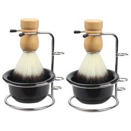 FOMIYES 2 Sets Barber Shaving Bowl Brush Set Shaving Kit Razor Holder and Brush Stand Multi-use Shaving Brush Metal Shaving Cup