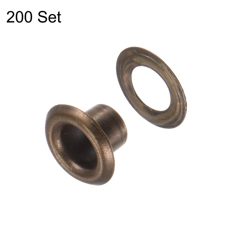 sourcing map 200set Grommets Kit Metal Eyelets 4.5mm 3/16" Hole