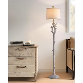 OYEARS Retro Farmhouse Floor Lamp for Living Room Rustic Standing Lamps Tree Trunk Deco Modern Country Vintage Wood Grain 59.75" Tall Corner Floor Lamp Bedroom Office