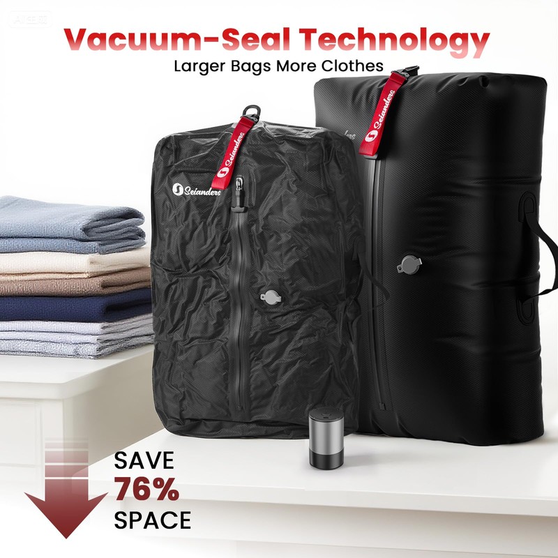 Vacuum Bags for Travel Luggage (1PCS + 6.0kPa Pump), Vacuum
