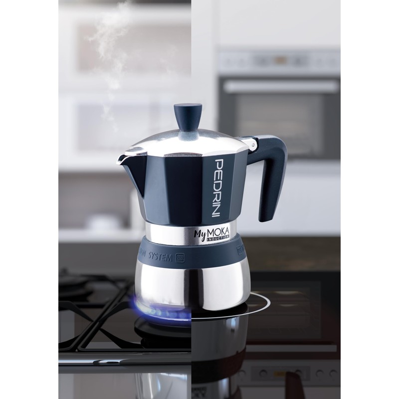 Pedrini MyMoka Induction Espresso Maker, Midnight Blue in Colour Box