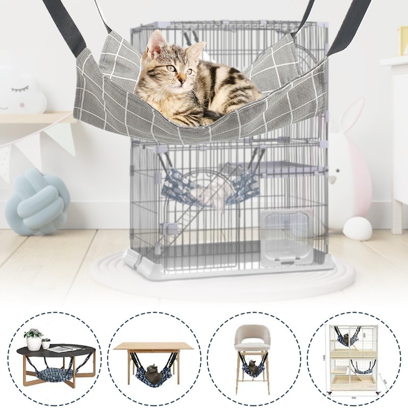 DELUXEFOX Cat Hammock, Hanging Bed, Cage, Adjustable Straps, Load Capacity