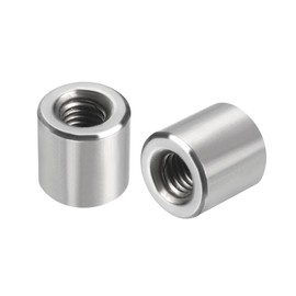 uxcell 10Pcs M5 Round Connector Nuts, 304 Stainless Steel Coupling Nut 10mm/0.39" Length Sleeve Rod Bar Stud Nut for Bracket, M5x10x10mm