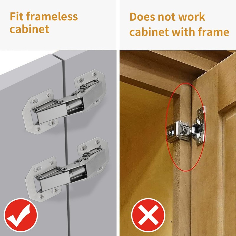 2-Pack Hidden Hinges for Cabinet Doors Frameless,90 Degree Concealed Cabinet