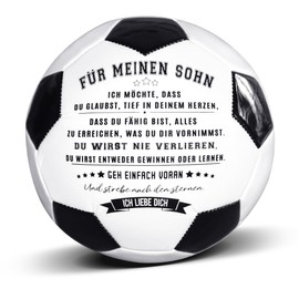 Uloveido High Performance Traditional Black White Soccer Ball for Son Daughter Grandson Birthday Christmas Day Gift, I Love You Soccer Balls Y594 (FUR MEINEN SOHN)