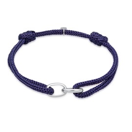 Kuzzoi Men's Oval Interlocking Link Bracelet 925 Sterling Silver Maritime Nylon Bracelet Blue Length 19 cm - 21 cm Adjustable, Nylon Sterling Silver