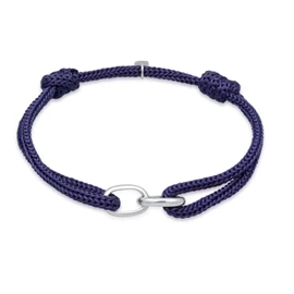 Kuzzoi Men's Oval Interlocking Link Bracelet 925 Sterling Silver Maritime Nylon Bracelet Blue Length 19 cm - 21 cm Adjustable, Nylon Sterling Silver
