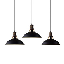 CLAXY Ecopower Industrial Metal Barn Pendant Light 3 Pack Hanging Pendant Lighting for Kitchen Bar Restaurant Cafe