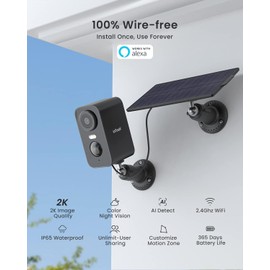 ieGeek Solar Security Cameras Wireless Outdoor with Solar Panel, 2K WiFi Wireless Camera for Home Security with Color Night Vision, Motion Detection, 2-Way Talk for Home Surveillance, Works with Alexa