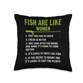 Fish fishing Water Gift Boat Lake Bass River Bait Fly Fishing Catch Reel Hook Adventure Trout Outdoor Rod Throw Pillow, 16x16, Multicolor