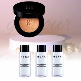 Hera Black Cushion Original 15g 21N1 Vanilla + Hera Deep Cleansing Oil 150ml (3 50ml) Set / 헤라 블랙 쿠션 본품 15g 21N1 바닐라+헤라 딥 클렌징 오일 150ml (50ml 3개) 구성 세트