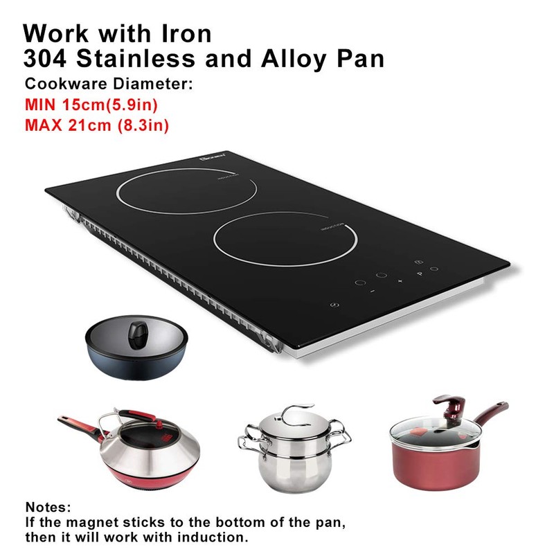Induction Cooktop 12 Inch, 220V~240V, 2 Burners Electric Cooktop,3500W, 12''