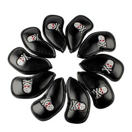 HISTAR Golf 10pcs PU Thick Synthetic Leather Skull Design Golf Iron Head Covers Set Headcover Fit All Brands