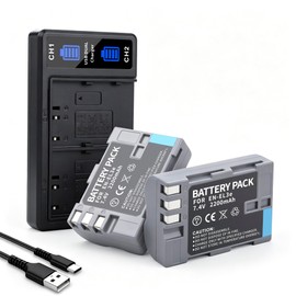2-Pack EN-EL3e Battery with Dual Charger for Nikon D50 D70 D70s D80 D90