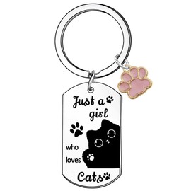 DBIMSPC Black Cat Keychain Gift for Pet Lovers Gifts for Cat Mom Keychain Black Cats Decor Cats Themed Gifts for Women Daughter Sister Birthday Present Cute Animal Stuff Paw Charm Keychains