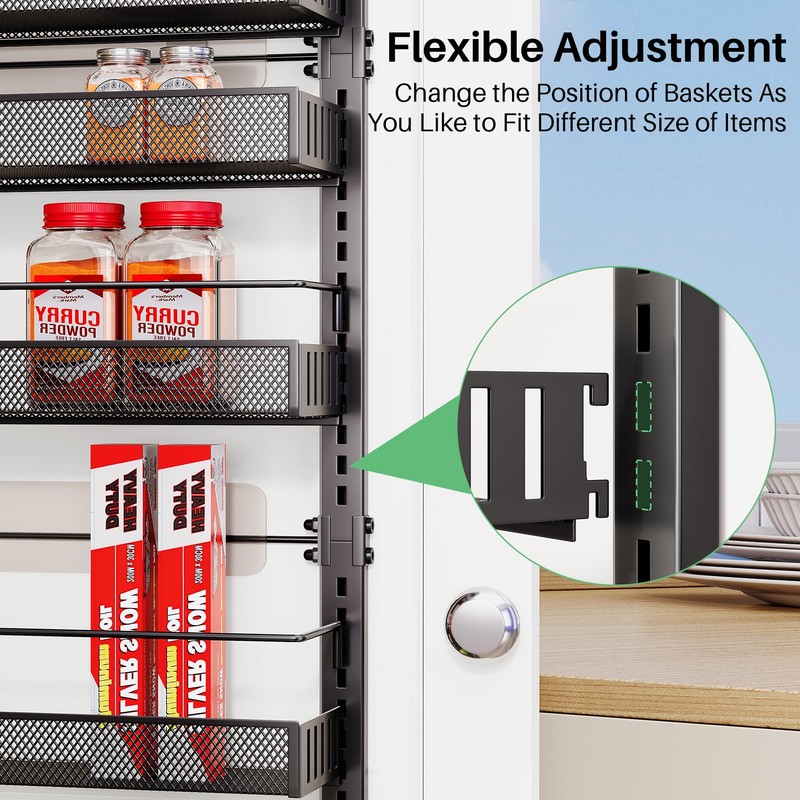 SNTD Over the Door Pantry Organizer - 8 Tier Adjustable