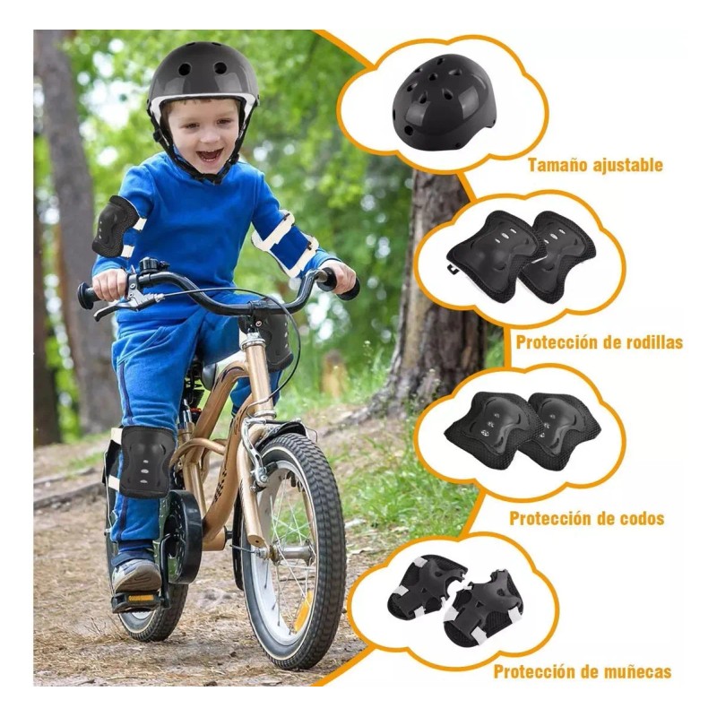 7pzas Kit De Proteccion Rodilla Codo Mano Patinaje Para Niño