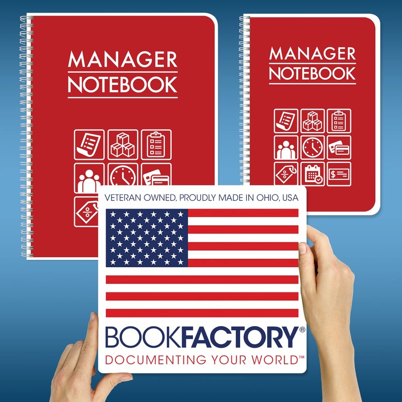 BookFactory Manager Notebook Manager's Log Book Planner Management Logbook, Wire-O
