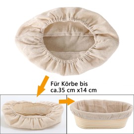 Dinghaole Set of 2 Oval Baking Lines - Linen Cloth with Elastic Waistband - Dough Cloth for Proofing Baskets - Insert for Bread Basket - Baking Accessories (Baker Lines Oval)