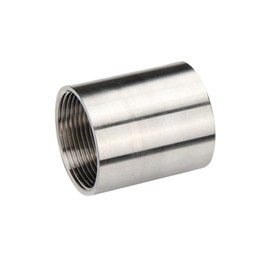 Feelers 304 Stainless Steel Cast Pipe Coupling Fitting, Female Coupler Adapter Polished, 1/2" x 1/2" NPT Female Thread (1 inch Length)