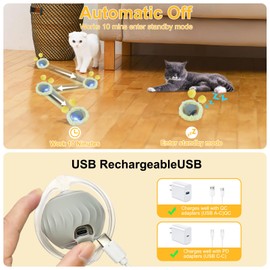 Interactive Cat Toys for Indoor Cats Kitten Puppy, Automatic Motion Cat Toy in Pouch Fast Rolling Ball in Play Mat Hide and Seek Mouse Catching Game with Chirping Stimulation, LED Lights, Auto On/Off
