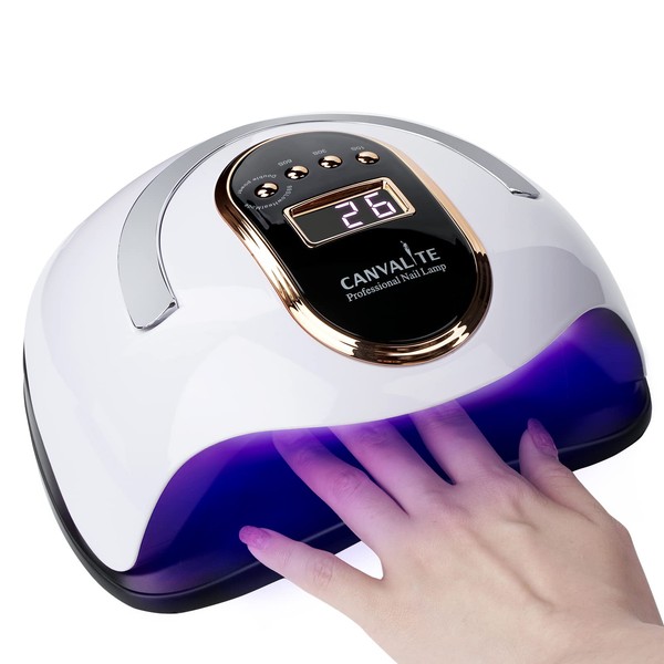 Canvalite UV Nail Lamp 168W Faster Gel Nail Lamp Professional Nail Dryer with Automatic Sensor /4 Timer Settings/LCD Display for Gel Nails Polish Starter Nail Art Tools for Home Salon