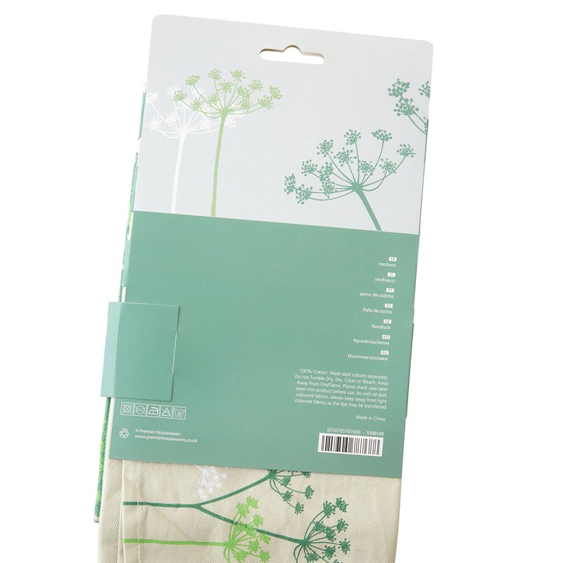 Premier Housewares Cow Parsley Tea Towels - Set of 3