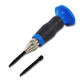 S&R Automatic Centre Punch Set, Spring-Loaded with Adjustable Thrust 60-130N - Made in Germany - with Spare Tip