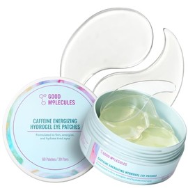 Good Molecules Caffeine Energizing Hydrogel Eye Patches - Hydrogel Mask with Hyaluronic Acid, Peptides, and Aloe to Hydrate, Brighten, and Reduce Puffiness - Pack of 30 Pairs, Cruelty-free, pH 5.7