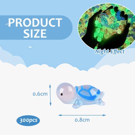 GMHLLES 300 Pcs Mini Turtles, Mini Resin Turtles Unique Luminous Effect Suitable for Garden Fish Tank Aquarium Toy House Decoration Fun Gift for Friends (0.6 * 0.8cm)