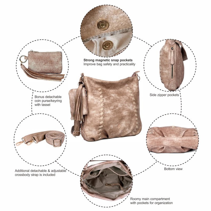 Julia Buxton Whip Stitch Vegan Leather Hobo Bag