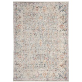 SAFAVIEH Illusion Collection Accent Rug - 4' x 6', Light Grey & Cream, Vintage Distressed Viscose Design, Ideal for High Traffic Areas in Entryway, Living Room, Bedroom (ILL709L)