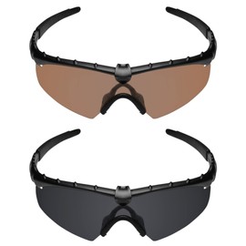 Galvanic Replacement Lenses for Oakley M Frame 2.0 Strike Sunglasses - Amber + Black Polarized - Combo Pack